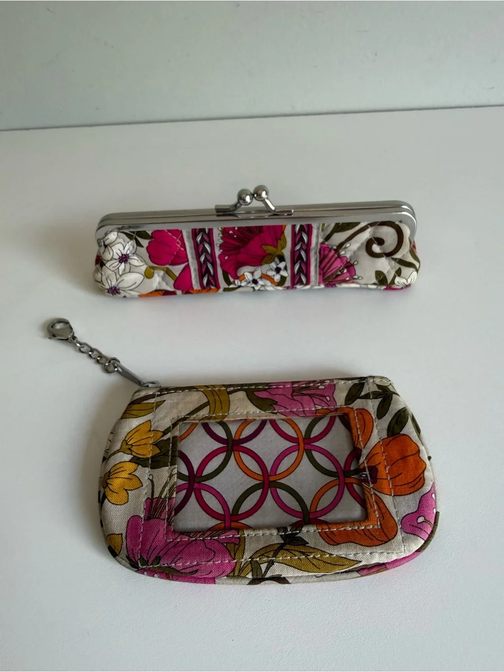Vera Bradley Tea Garden Kiss Lock Eyeglass Case & ID Coin Purse Matching Set